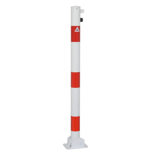 Neerklapbare parkeerpaal D76mm 7 Neerklapbare antiparkeerpaal met hangslot-sluiting. Af en toe gewoon de beste oplossing tegen ongewenst verkeer.